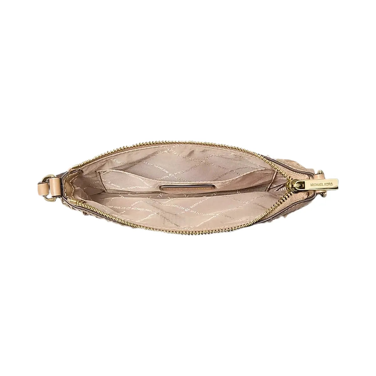 Michael Kors Studded Fringed Polyester Microsuede Wristlet Camel