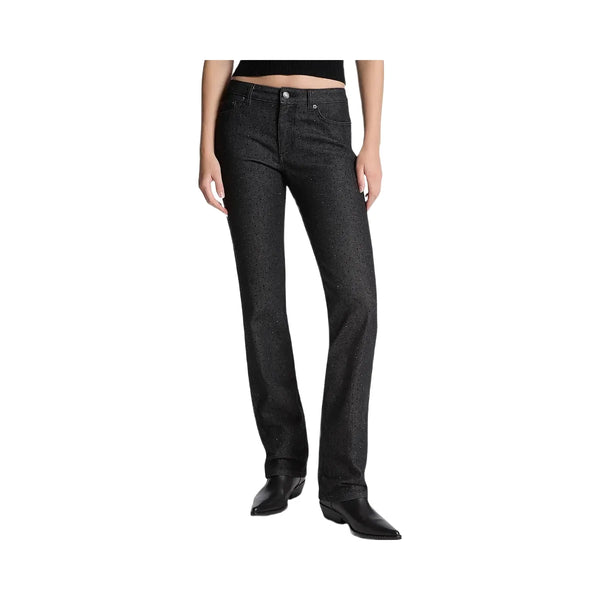 Michael Kors Studded Stretch Denim Cigarette Jeans Black Rinse