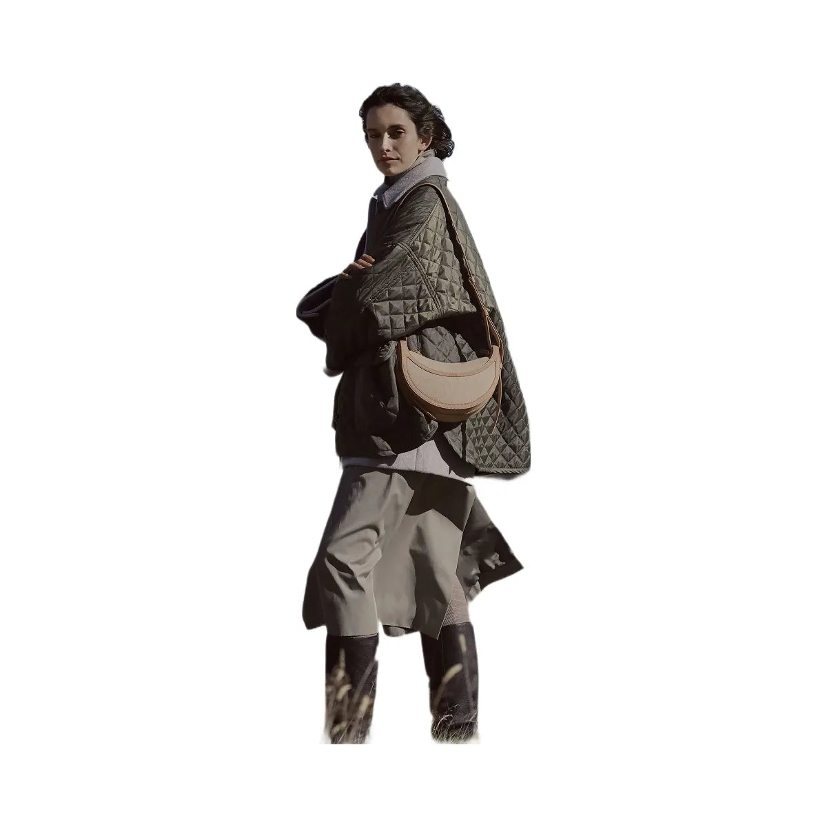 Polène Numéro Dix Duo Canvas Leather Bag Taupe