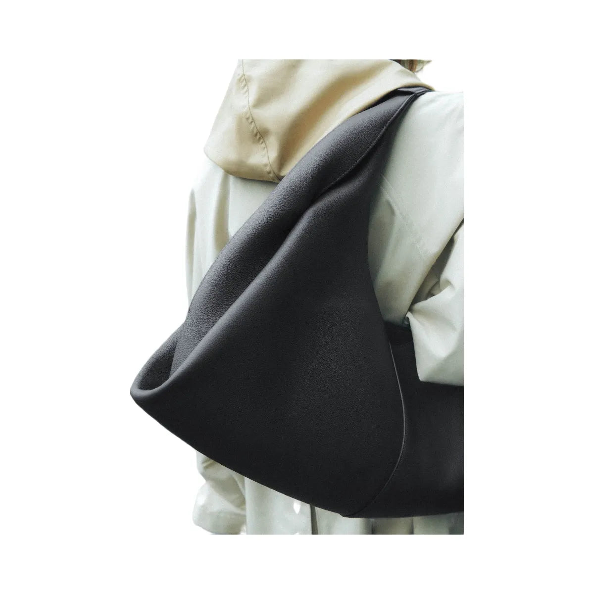 Polène Shuldo Textured Leather Bag Black