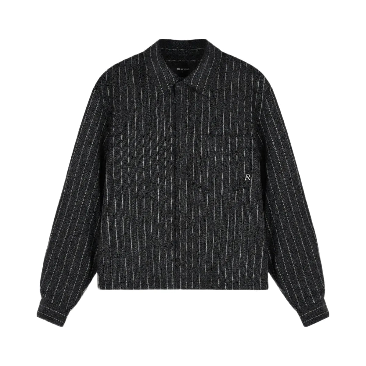 Represent Cropped Dress Shirt Black Pinstripe