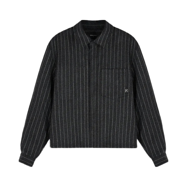 Represent Cropped Dress Shirt Black Pinstripe