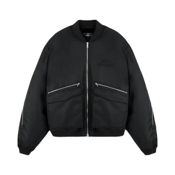 Represent Zip Back Bomber Jacket Jet Black
