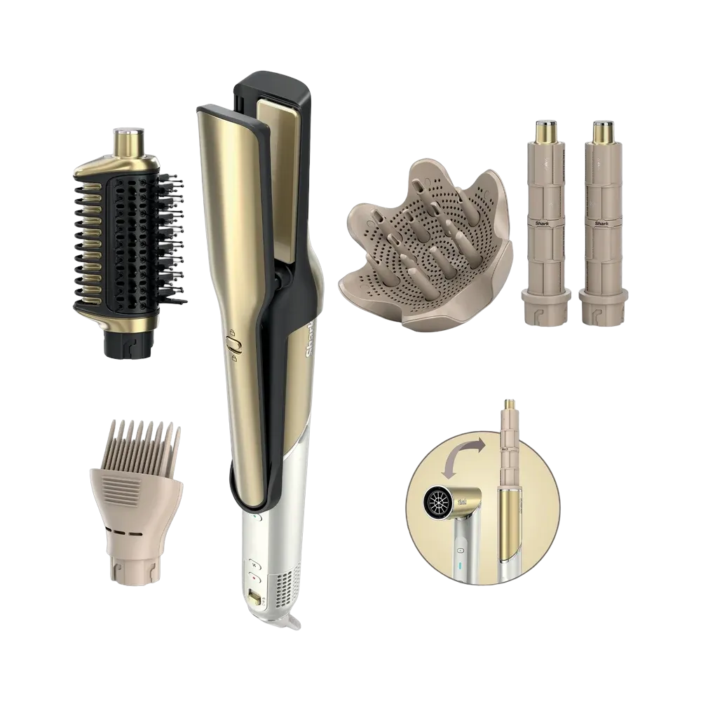 Shark Glam Ceramic & Powerful Air Styling & Drying System + Diffuser French Gold