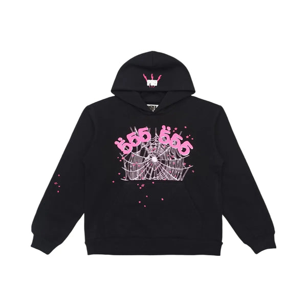SP5DER Angel Number Hoodie Black