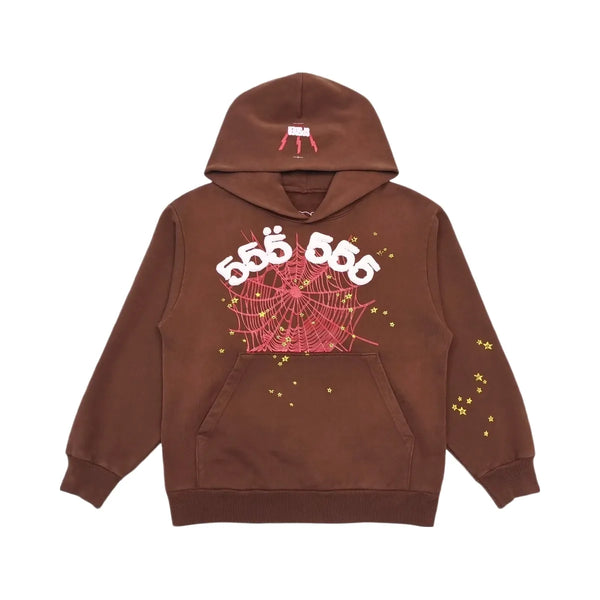 SP5DER Angel Number Hoodie Brown