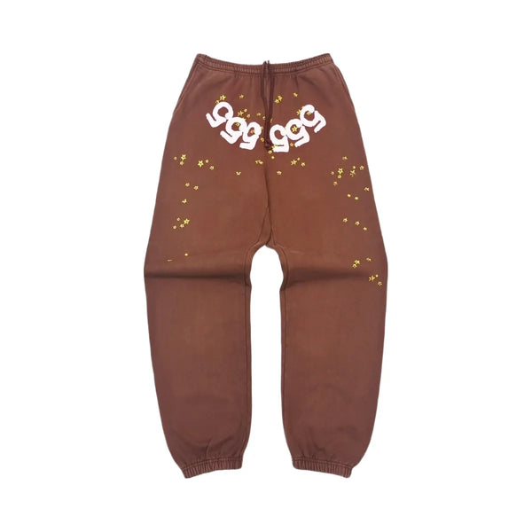 SP5DER Angel Number Sweatpants Brown