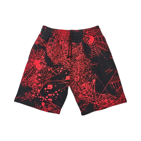 SP5DER Aop Web V2 Zip Up Sweatshort Black