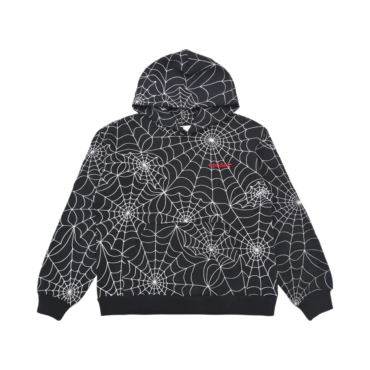 SP5DER Embroidered Aop Hoodie Black
