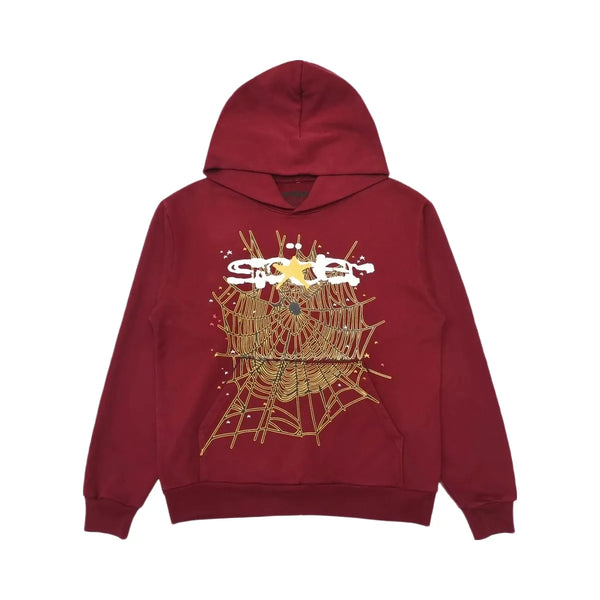 SP5DER Logo Hoodie Maroon