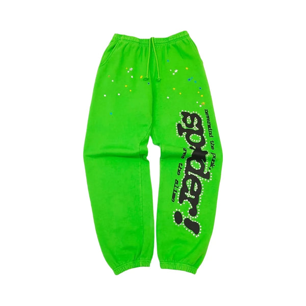SP5DER Punk V2 Rhinestone Sweatpant Bright Green