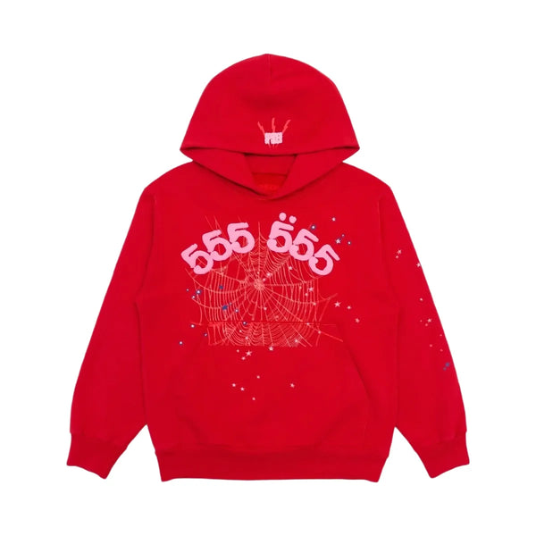 SP5DER Worldwide Red Angel Number 555 Hoodie Red