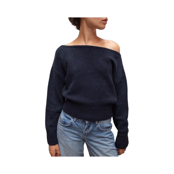 Subdued Boat Neck Sweater 'Blue'