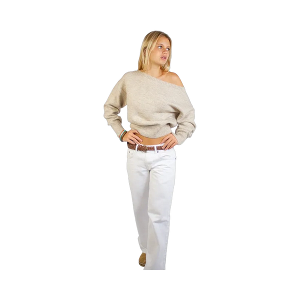 Subdued Boat Neck Sweater 'Plaster Melange'