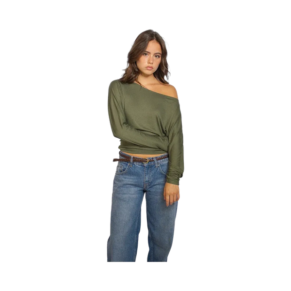 Subdued Boat-Neck T-Shirt 'Jungle Green'