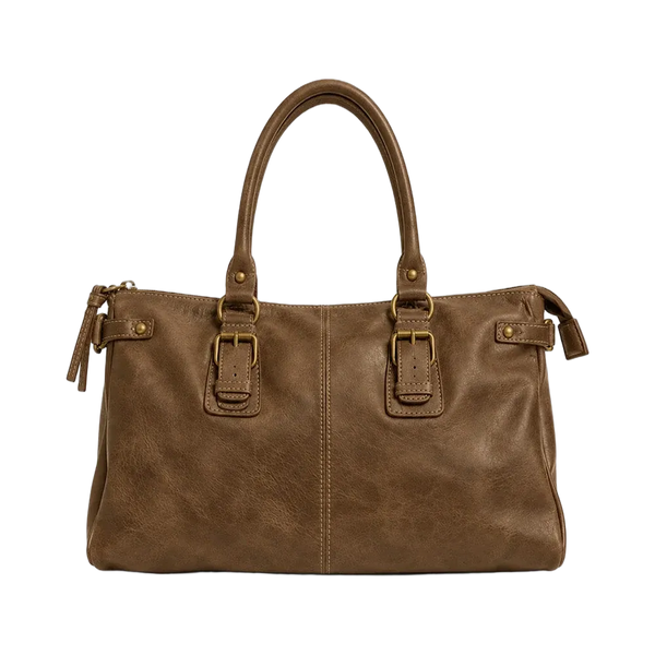 Subdued Buckle Detail Shoulder Bag 'Light Brown'