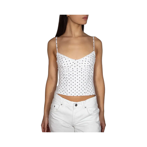 Subdued Corset Top 'White - Black Dots'