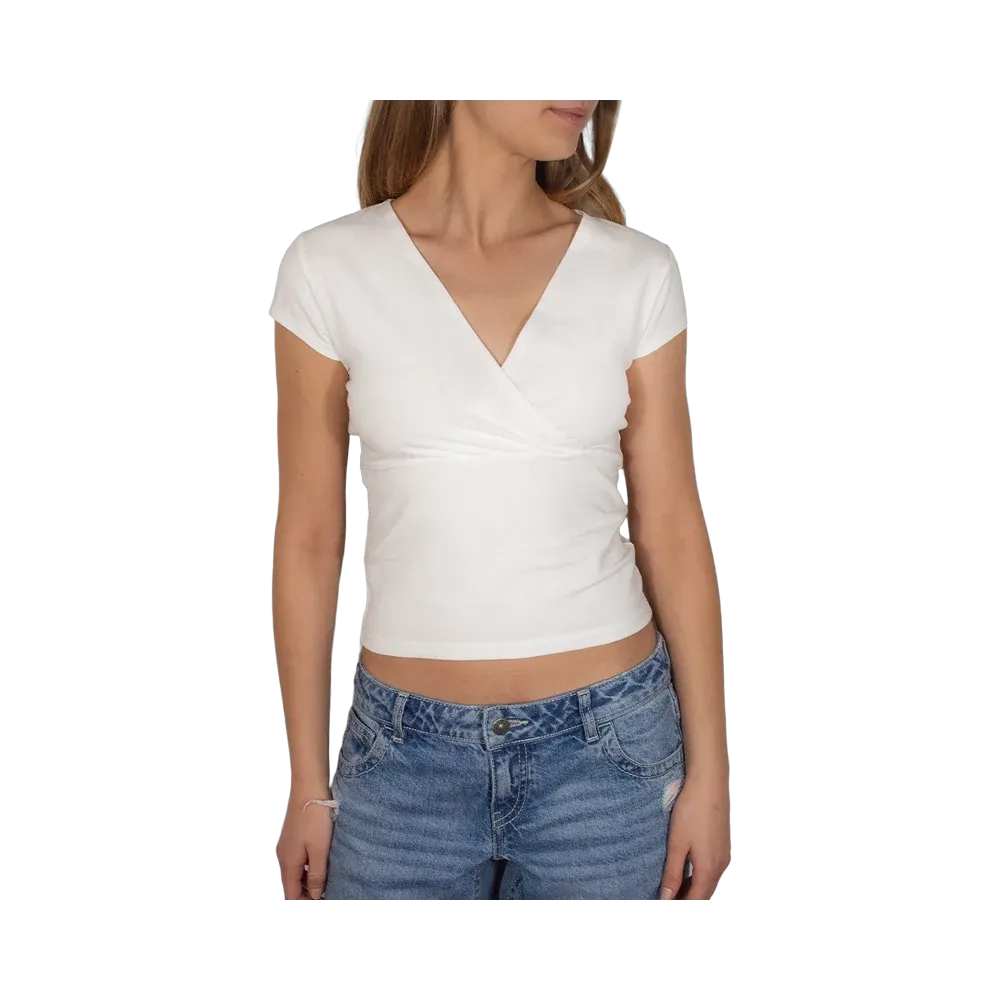 Subdued Cross-Neck T-Shirt 'White'