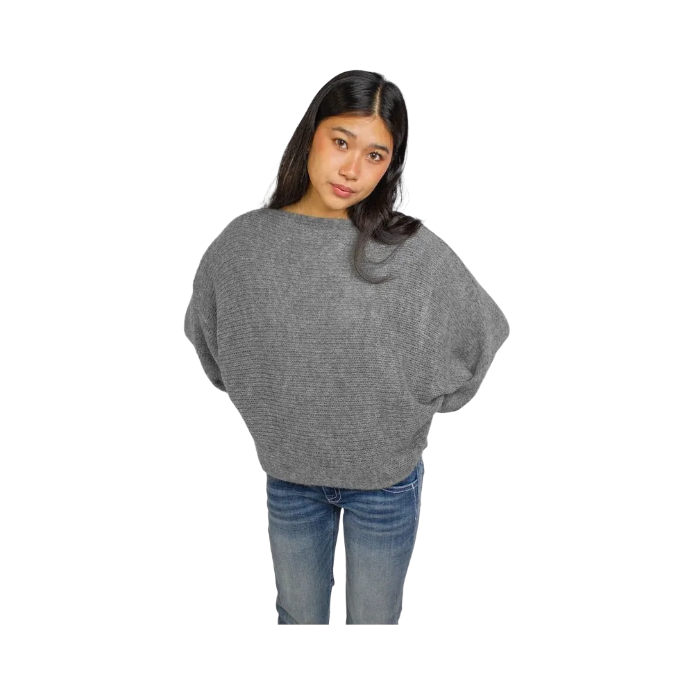 Subdued Cross-Over Sweater At The Back 'Grey'
