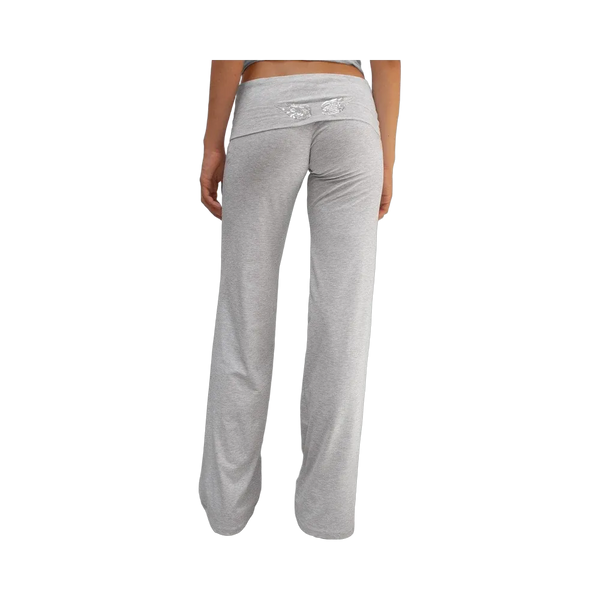 Subdued Cuffed Pants With Wings 'Pearl Grey Melange'