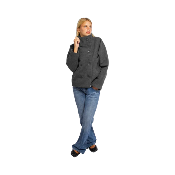 Subdued Double-Breasted Coat 'Grey'