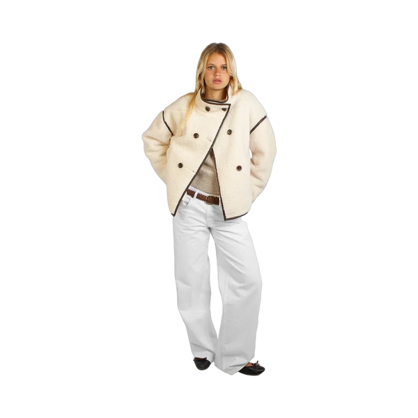 Subdued Double-Breasted Jacket 'Off White Brown'