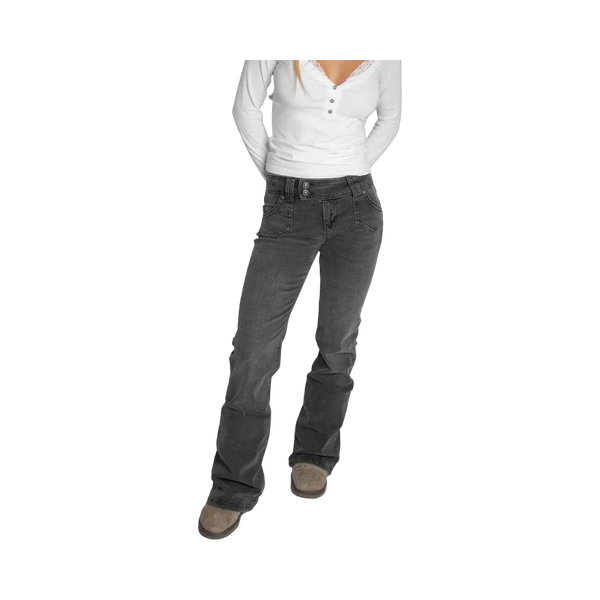 Subdued Double Button Flared Jeans 'Anthracite'