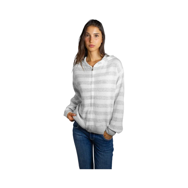Subdued Hooded Cardigan 'Grey Cream'