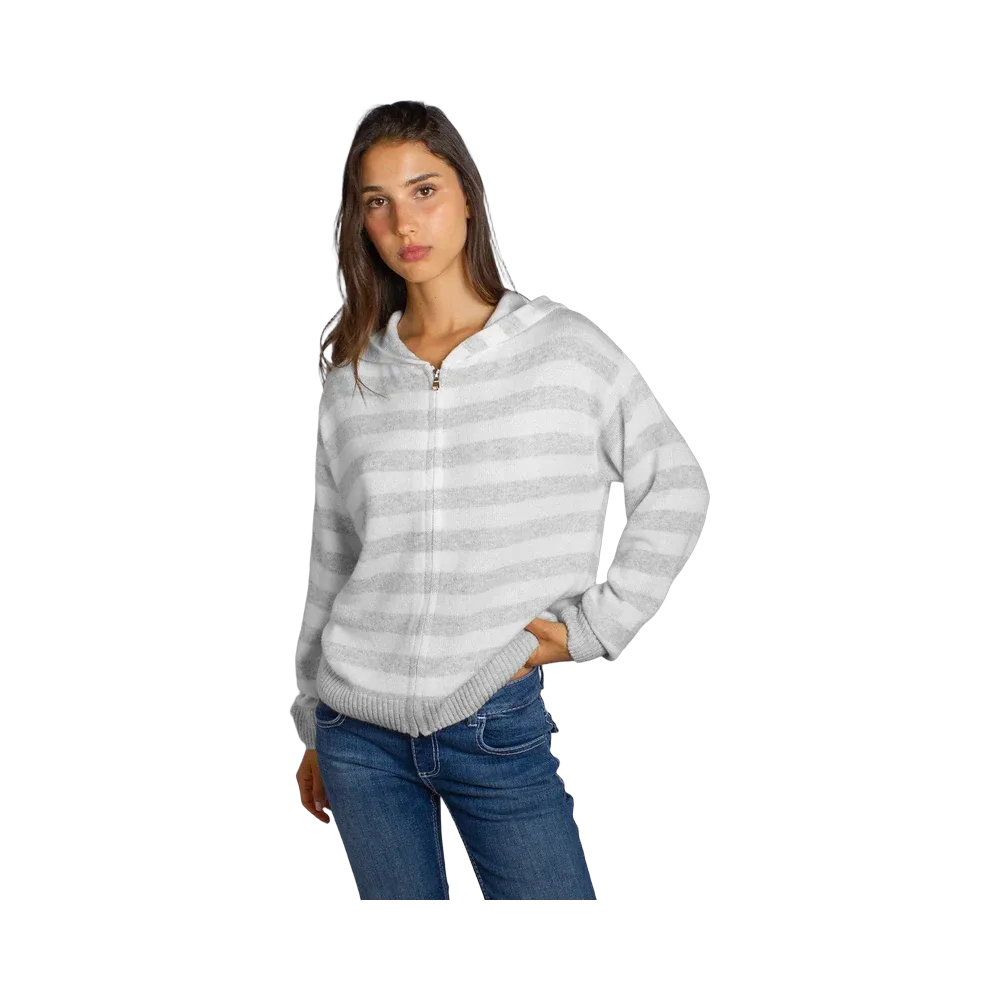 Subdued Hooded Cardigan 'Grey Cream'