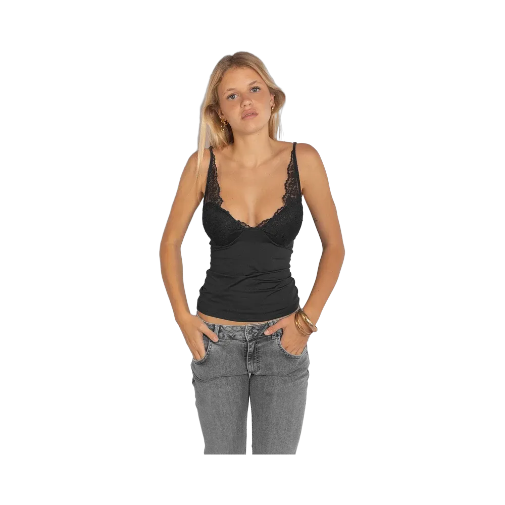 Subdued Lace Tank Top 'Black'