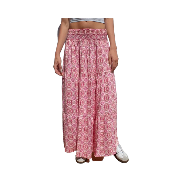 Subdued Long Ruffle Skirt 'Paisley'