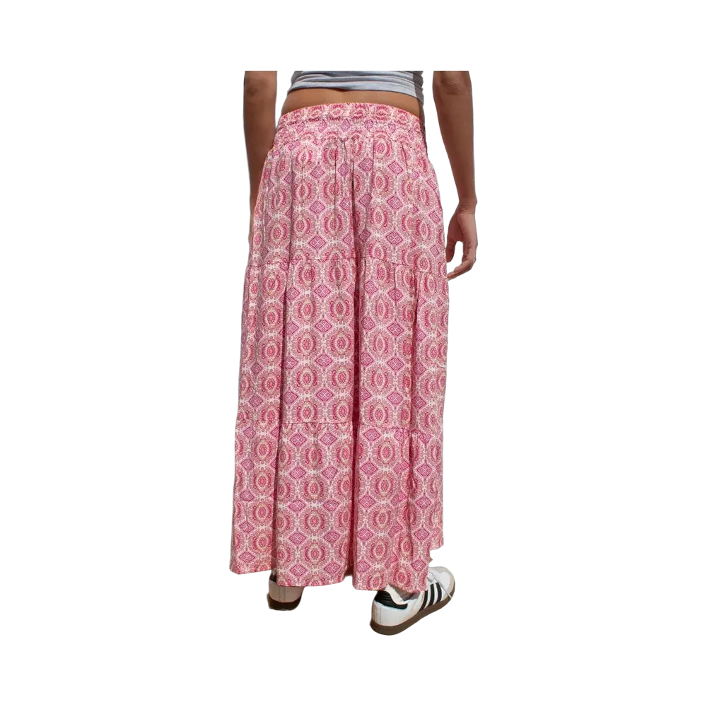 Subdued Long Ruffle Skirt 'Paisley'