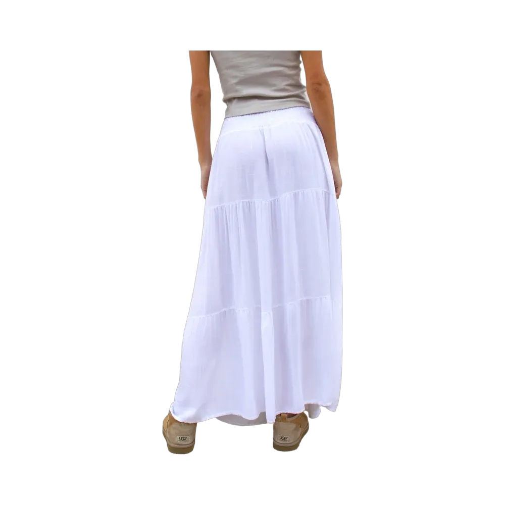 Subdued Long Ruffle Skirt 'White'