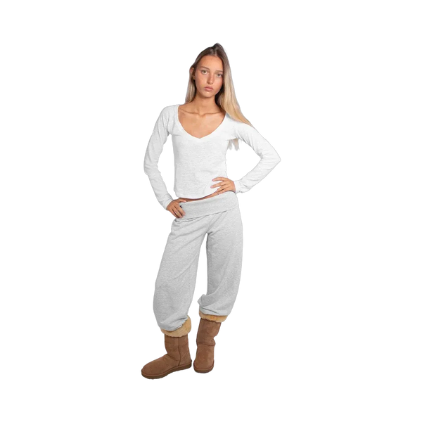 Subdued Long-Sleeved Crew-Neck T-Shirt 'White'