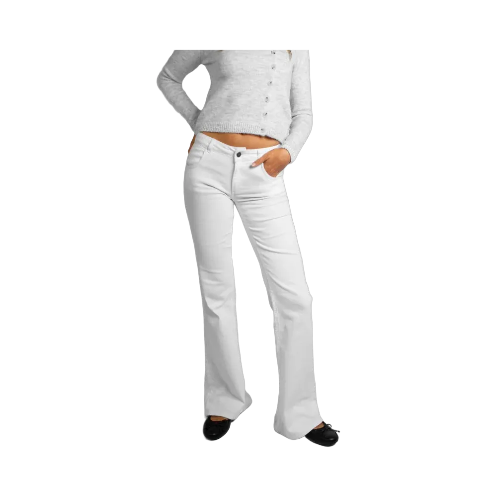 Subdued Low-Waist Flared Jeans With Pockets With Wings 'White'