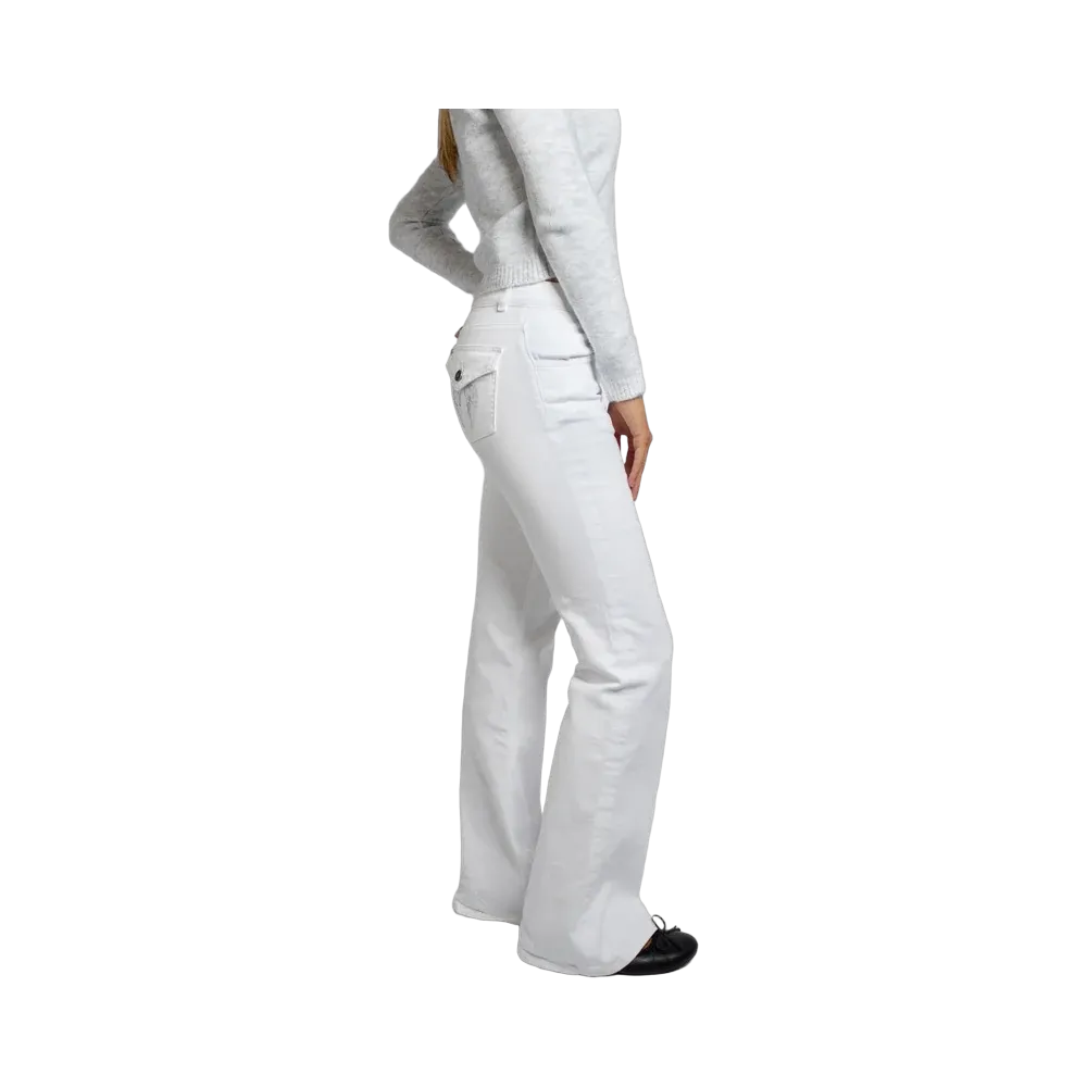 Subdued Low-Waist Flared Jeans With Pockets With Wings 'White'