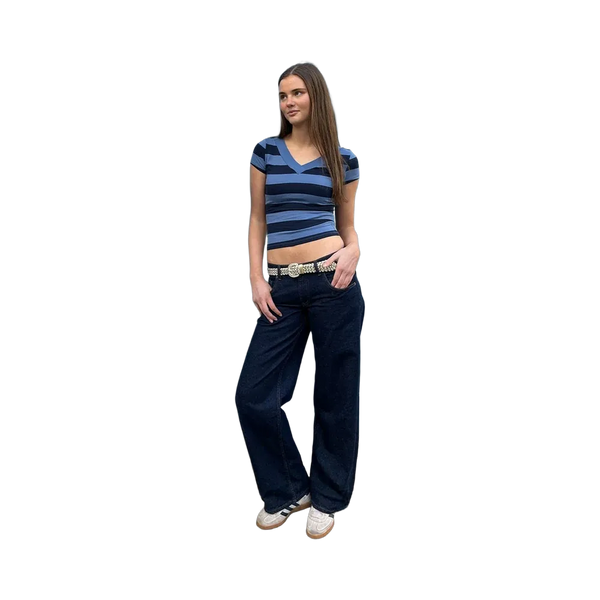 Subdued Low Waist Jeans 'Blue And Tobacco'