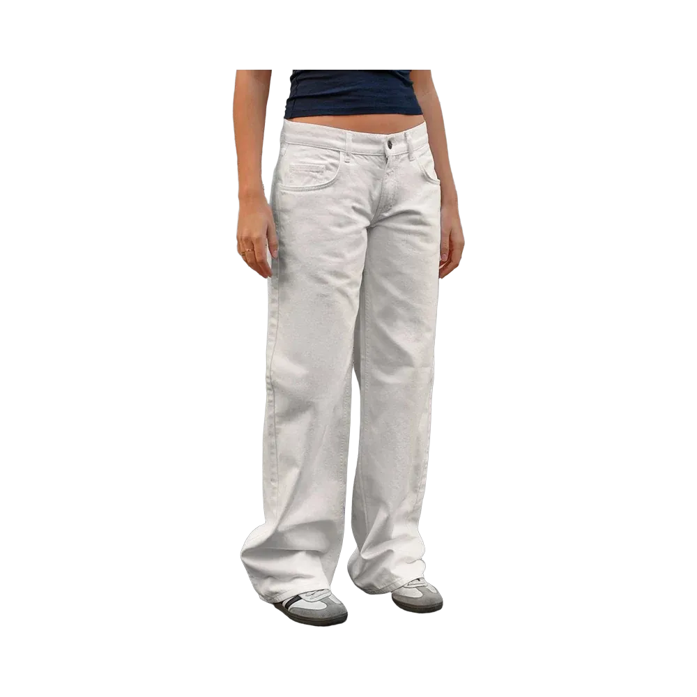 Subdued Low Waist Pants 'White'