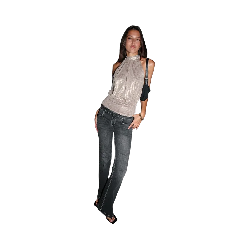 Subdued Lurex Halter Top 'Platinum'
