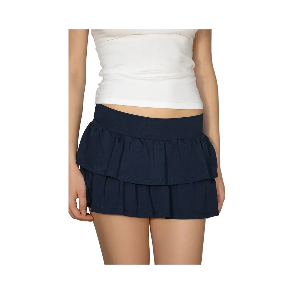 Subdued Mini Ruffle Skirt 'Blue'