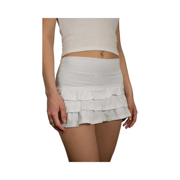 Subdued Ruffled Mini Skort 'White'
