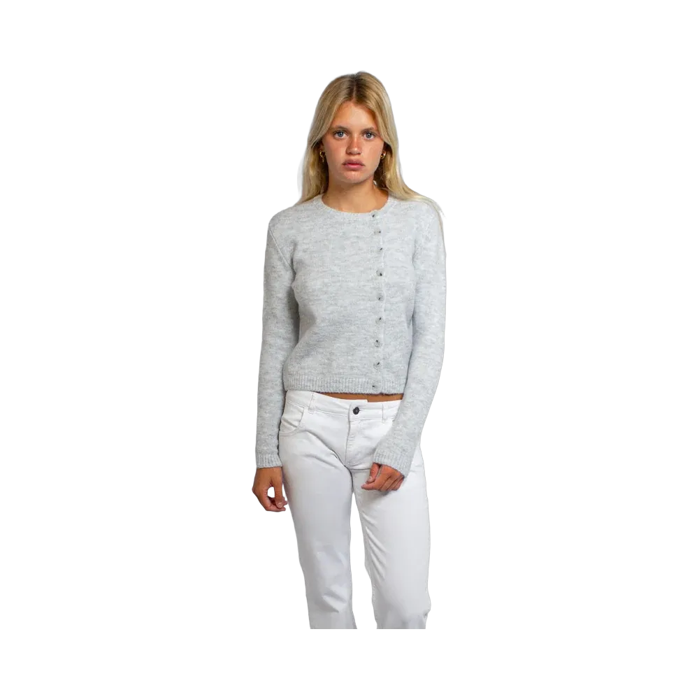 Subdued Side-Button Cardigan 'Pearl Grey Melange'