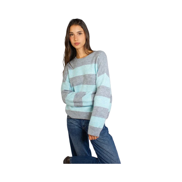 Subdued Striped Sweater 'Mint Green And Pearl Grey'