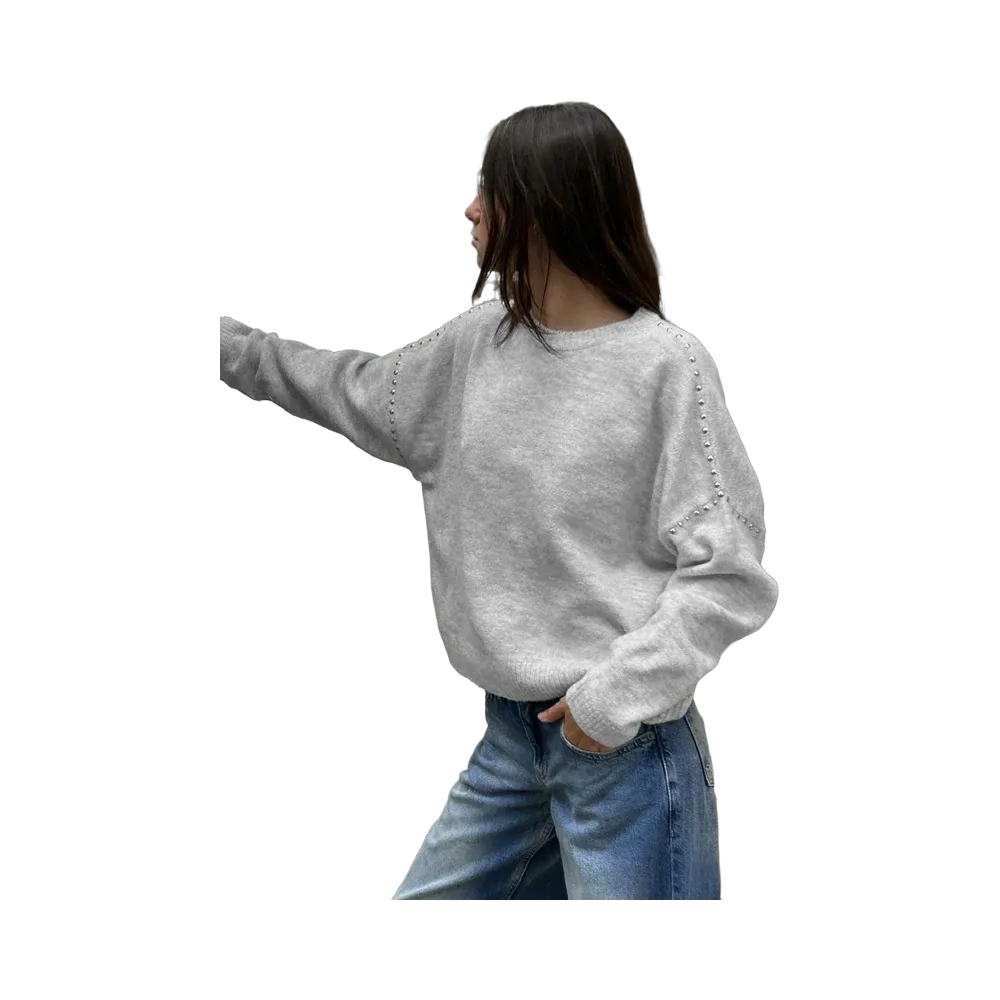 Subdued Studs Sweater 'Pearl Grey Melange'