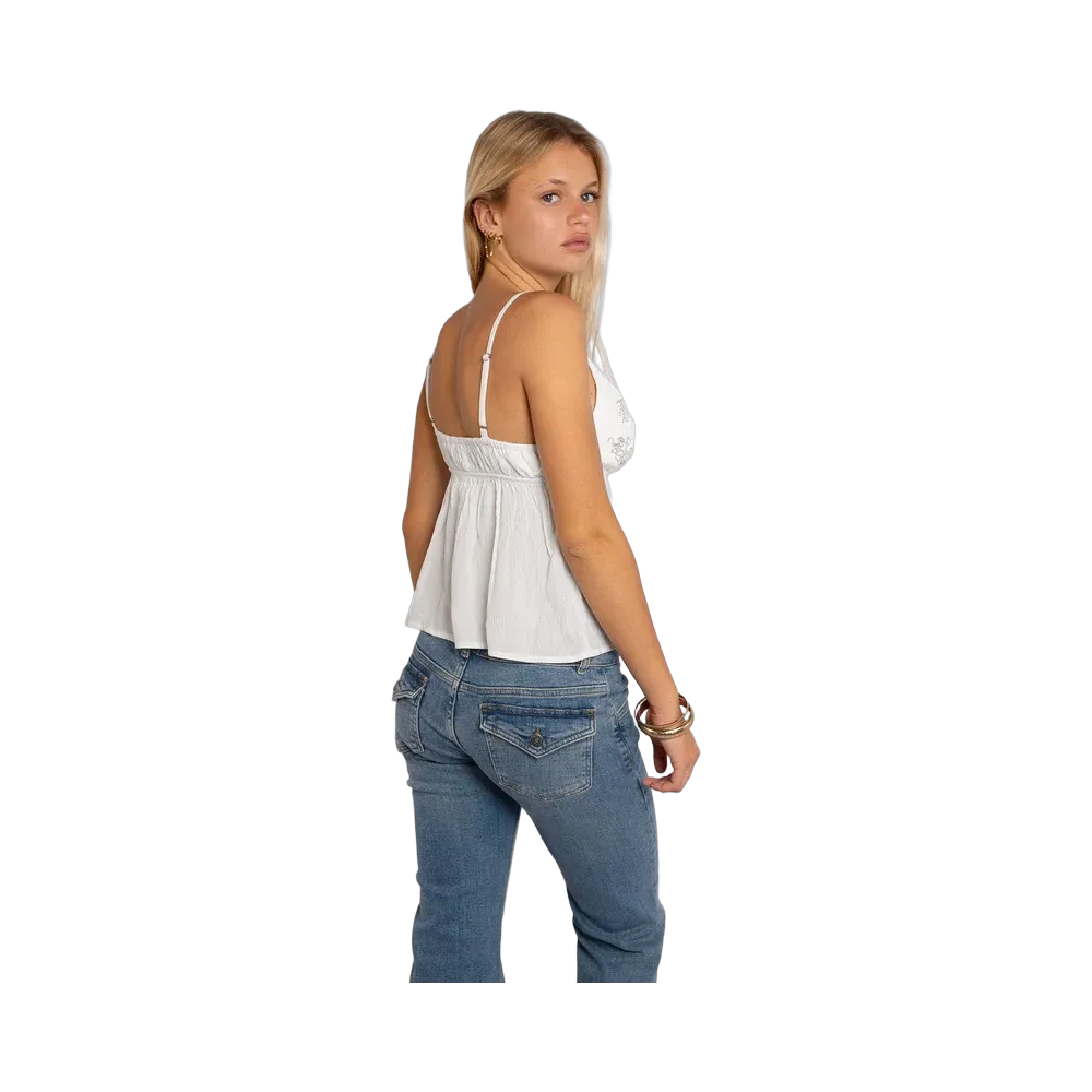 Subdued Tank Top With Beads 'Off White'