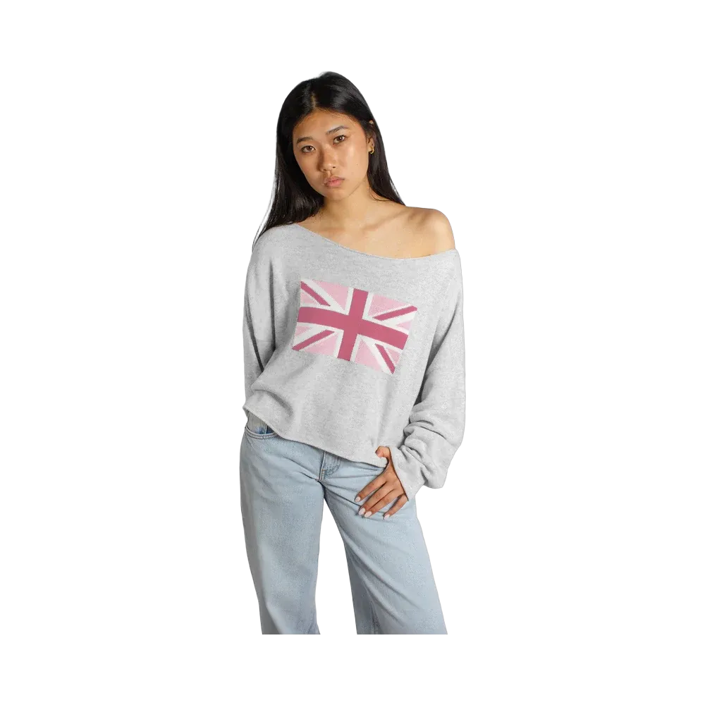 Subdued UK Flag Sweater 'Grey Pink White'