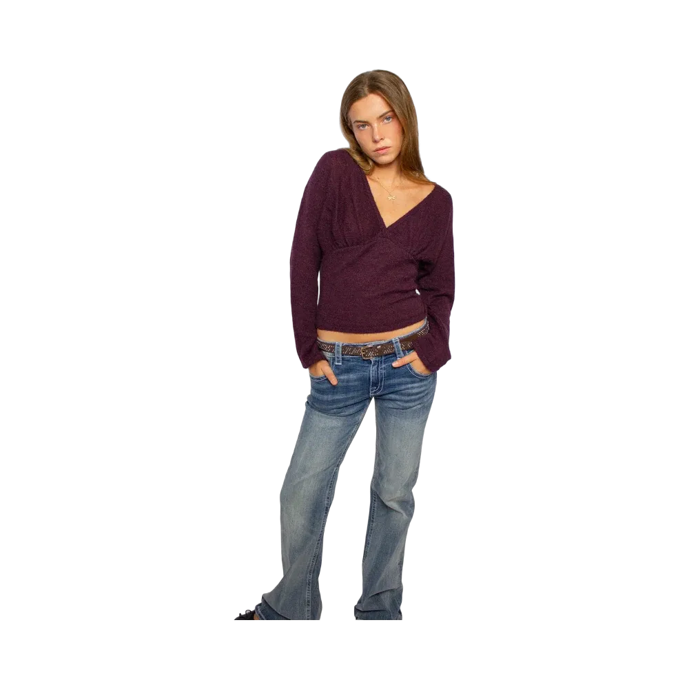 Subdued V-Neck Sweater 'Plum'