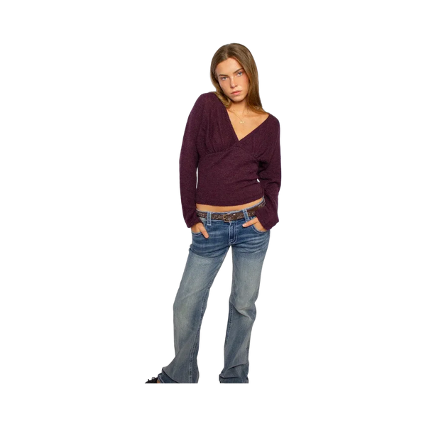 Subdued V-Neck Sweater 'Plum'