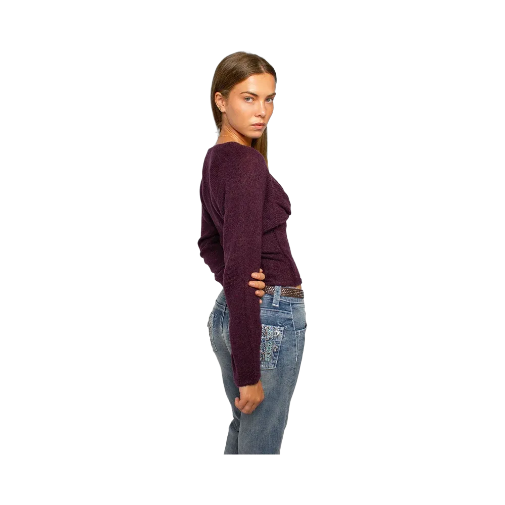 Subdued V-Neck Sweater 'Plum'