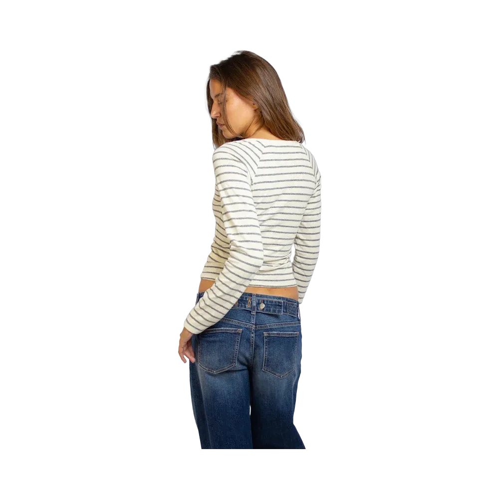 Subdued V-Neck T-Shirt 'Stripe Off White Grey'